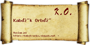 Kabók Orbó névjegykártya